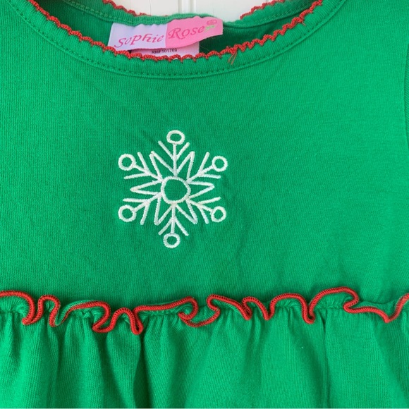 Sophie Rose (3T) Festive Green Holiday Dress with Red Accents - Picture 7 of 8